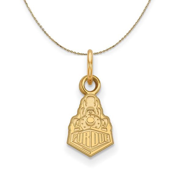 14k Yellow Gold Purdue XS (Tiny) Logo Necklace - 16 Inch - Picture 1 of 7